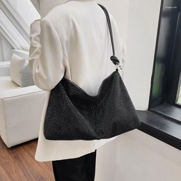 Evening Bags Exquisite Fashion Shopper Totes Large Capacity PU Leather Shiny Rhinestones Classic Hundred Single Shoulder Handbag Purse