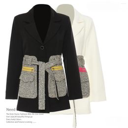 Women's Suits 2024 Personality Design Fashion Special Material Eye-catching Mid-length Suit Jacket