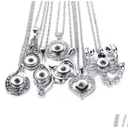 Pendant Necklaces Button Rhinestone Crystal Metal S Necklace For Women Fit Diy 12Mm Snap Buttons Jewellery Drop Delivery Pendants Dhdoq