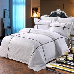 Bedding Sets Set 4 Pieces Solid Colour Satin Jacquard Quilt Cover Sheet Pillowcase Suitable For Home And El