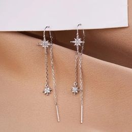 Dangle Earrings Golden Silver Colour Star Inlaid Zircon Ladies Temperament Long Tassel Luxury Women Y2K Girls Jewellery Gifts