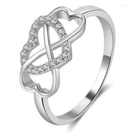 Cluster Rings Luxury 925 Sterling Silver For Women High Polish Cubic Zirconia Infinity And Heart Tarnish Resistant Comfort Fit Ring