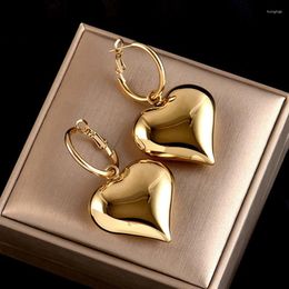 Hoop Earrings 2024 Chic Heart Huggie Ins Jewelry Asymmetric For Women Gold Color Teen Gift