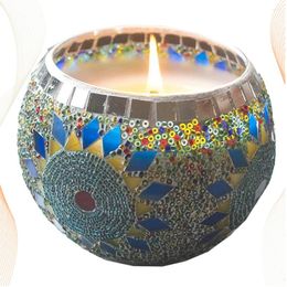 Candle Holders Handmade Stand Crystal Candles Tea Light Holder Decorative European Style Sunflower Pattern Holding Mosaic Centrepiece