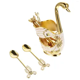 Spoons Espresso Swan Fork Combination Durable Storage Holder Rack Dessert Taste Decorative Coffee Base Stand Home Milk Mixing