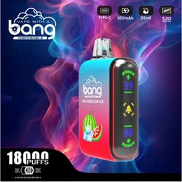 Original Bang Rocket 18000 Puffs Disposable Vapes Puff 18k Vape Pen Bang 26ml Prefilled Cartridges Pod 650 Mah Rechargerable Battery LED Light Color kit 12Flavors