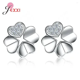 Stud Earrings Trend Fashion Genuine 925 Sterling Silver Flower Pattern For Women Classic Fine Jewelry