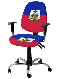 Chair Covers Haiti National Flag Day Blue Red Elastic Armchair Computer Cover Removable Office Slipcover Split Seat