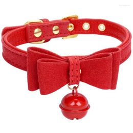 Dog Collars Microfiber Bowtie Cat Collar With Safety Bell Small Medium Dogs Anti-lost Leash Rope Necklace Chain Pet Charms Accessories