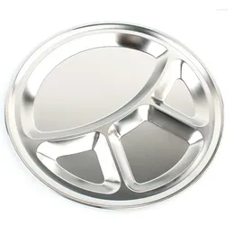 Plates Stainless Steel Round Divided Plate Dinner 4 Section Compartment Thali Trays