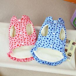 Dog Apparel Cute Coat With Heart Pattern Eye-catching Stylish Waterproof Bow-tie For Small