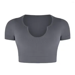 Active Shirts Women's Sports Gym Ribbed Yoga Top Activewear Women Workout Sport Clothes Fitness Short Sleeves T Shirt