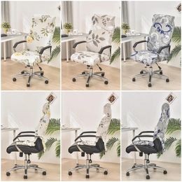 Chair Covers Elastic Computer Office Cover Floral Printed Anti-dirty Rotating Stretch Gaming Desk Seat Chairs Slipcover For Armchair