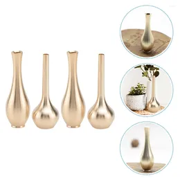 Vases 4Pcs Miniature Copper Vase Flower Bud Table Floral For Home Decor Living Room Centrepieces