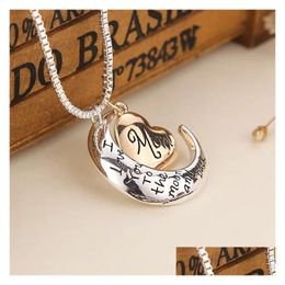 Party Favour Heart Jewellery Necklace I Love You To The Moon And Back Mom Pendants Mother Day Gift Drop Delivery Home Garden Festive Supp Dh56G