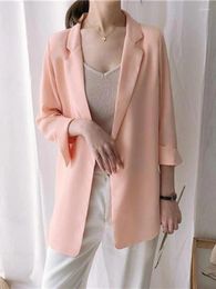 Women's Suits In Spring Summer Blazer Women Long Chiffon Casual Loose Coat Female Elegant Cardigan Fashion Jacket Office Clothing