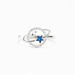 Cluster Rings Fashionable Blue Star 925 Sterling Silver Zircon Ring Romantic And Exquisite Jewelry Date Wedding Gifts For Girls