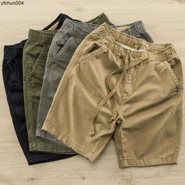 Mens Shorts Summer Casual Sports Fashion Brand Elastic Waist Five Piece Pants Cotton Washed Work Clothes C5gl