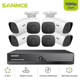 System SANNCE 8CH 1080P Lite Video Security System DVR With 5IN1 1080N IR Outdoor Weatherproof CCTV Cameras Surveillance Cameras Set