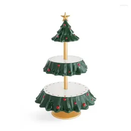 Kitchen Storage 1 Piece Christmas Fruit Plate Tree Dessert Table Food Dispenser Holiday Resin Decoration Synthetic