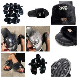 Designer Slide Womens Summer Ladies Beach Sandal Party Wedding Flat Slipper Shoe Fashion Sandal Mens Woman Grey GAI size 36-41