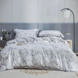 Bedding Sets Floral Printed Grey And White Chic Duvet Cover Set With Zipper Bamboo Lyocell Softest Cooling Bed Sheet Pillowcases