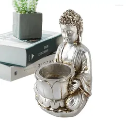 Candle Holders Buddha Tealight Holder Statue Resin Figurine Zen Tea Light Durable For Living Room