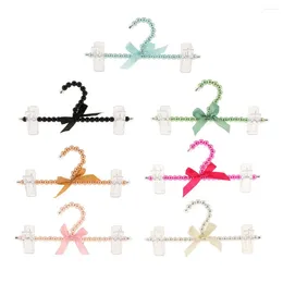 Hangers Imitation Pearl Beaded Clothes Hanger With Bow-knot Elegant Pant Rack For Girls Born Closthes Dress