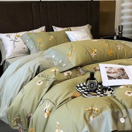 Bedding Sets 1000TC Egyptian Cotton Set Elegant Printing Bed Linens Quilt Duvet Cover Pillowcase King Size Flat Sheet