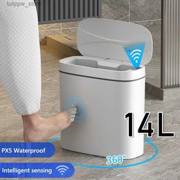 Waste Bins Touchless Smart Trash Can Automatic Sensor Garbage Can For Bathroom Kitchen Toilet Garbage Waterproof Trash Bin Garbage Tin L46