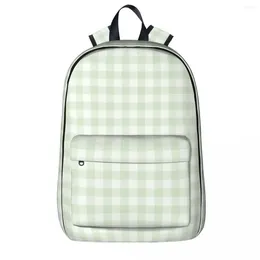 Backpack Green Gingham Woman Backpacks Boys Girls Bookbag Waterproof Students School Bags Portability Laptop Rucksack Shoulder Bag