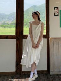 Casual Dresses Deeptown Japanese Style Sweet White Dress Women Y2k Cute Lace Up Sleeveless Long Loose Holiday Vestidos Summer