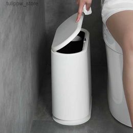 Waste Bins Trash Can Toilet Bathroom Special Press Type Home Living Room Light Luxury Crevice with Cover Small Tube Narrow Paper Basket L46