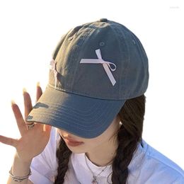 Ball Caps Women Sweet Ribbon Bowknot Baseball Hat Teen Girls Spring Summer Sunproof Peaked Cap Outdoor Sports Beach Adjustable Sun