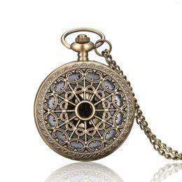 Pocket Watches Vintage Bronze Heart-shaped Cobweb Clamshell Quartz Watch Necklace Pendant Handmade Clock Souvenir Gift For Men And Women