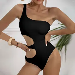 Women's Swimwear Sexy One Piece Swimsuit Hollow Fashion Women Solid Colour Bodysuit Casual Shoulder Backless Bathing Suit Monokini