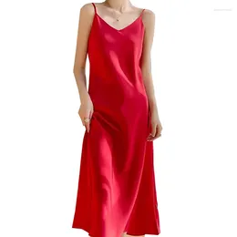 Casual Dresses 2024 Summer For Women Sexy Spaghetti Strap Red Long Dress Sleeveless Solid Colour Skinny Bodycon Vestidos
