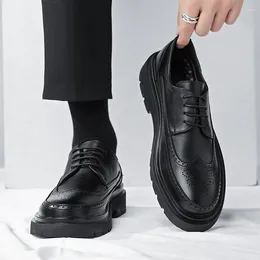 Casual Shoes 2024 Brand Spring Autumn Men Dress Lace Up Black Leather Loafers Luxury Wedding Party Male