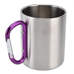 Mugs Stainless Steel Coffee Mug Double Wall Glossy Surface 360ml Exquisite Camping Unique Handle For Travel