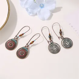 Dangle Earrings Vintage Retro Bronze Drop For Women 2024 Bohemian Ethnic Gypsy Flower Leaves Pendant Long Earring Jewelry