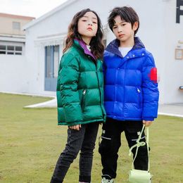 Down Coat 2024 Children's Jacket Winter Clothes Warm Foreign Style Bright Face Standing Collar Slim Boys Short Snowsuit