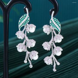 Dangle Earrings Kellybola Original Luxury Pearls For Women Bridal Wedding Gift Brand Delicate CZ Boucle D'oreille Femme High Quality