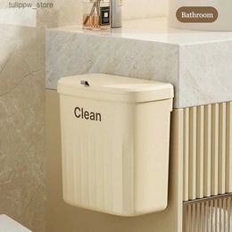 Waste Bins 8.5/12L Hanging Trash Can with Lid Wall Mounted Trash Countertop Can Kitchen Large Capacity Garbage Basket Wastebasket Waste Bin L46