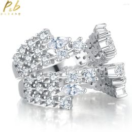 Cluster Rings PuBang Fine Jewellery Solid 925 Sterling Silver Gem Created Moissanite Diamond Ring Sets For Women Anniversary Gifts Drop