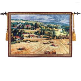 Tapestries 90 125cm World Famous Wall Paintings Tuscan Countryside Antique Mural Jacauard Fabric Picture Tapestry Hanging