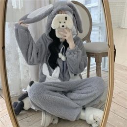 Home Clothing Women Pajamas Cute Pijama Winter Warm Sleepwear Kawaii Female Nightwear Pyjamas Jumpsuit