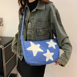 Hobo Women Canvas Messenger Bag Versatile Crossbody Sling Adjustable Strap Pentagram Satchel Tote Handbag Student Book