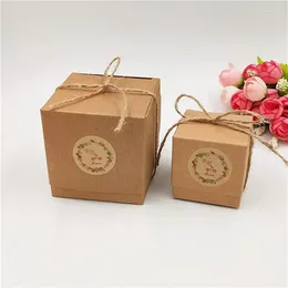 Gift Wrap 10Pcs/Lot 7x7x7cm Square Box For Fruit Chocolate Candy Souvenirs Cupcake Packaging Kraft Paperboard Boxes Case Brown