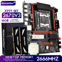 Motherboards Atermiter Turbo DDR4 D4 Motherboard Set With Xeon E5 2670 V3 LGA20113 CPU 2pcs X 8GB = 16GB 2666MHz Memory Desktop RAM