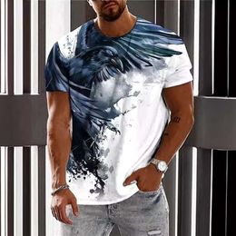 Men's Eagle 3D Digital Printed T-shirt Loose Casual Sports Large Short